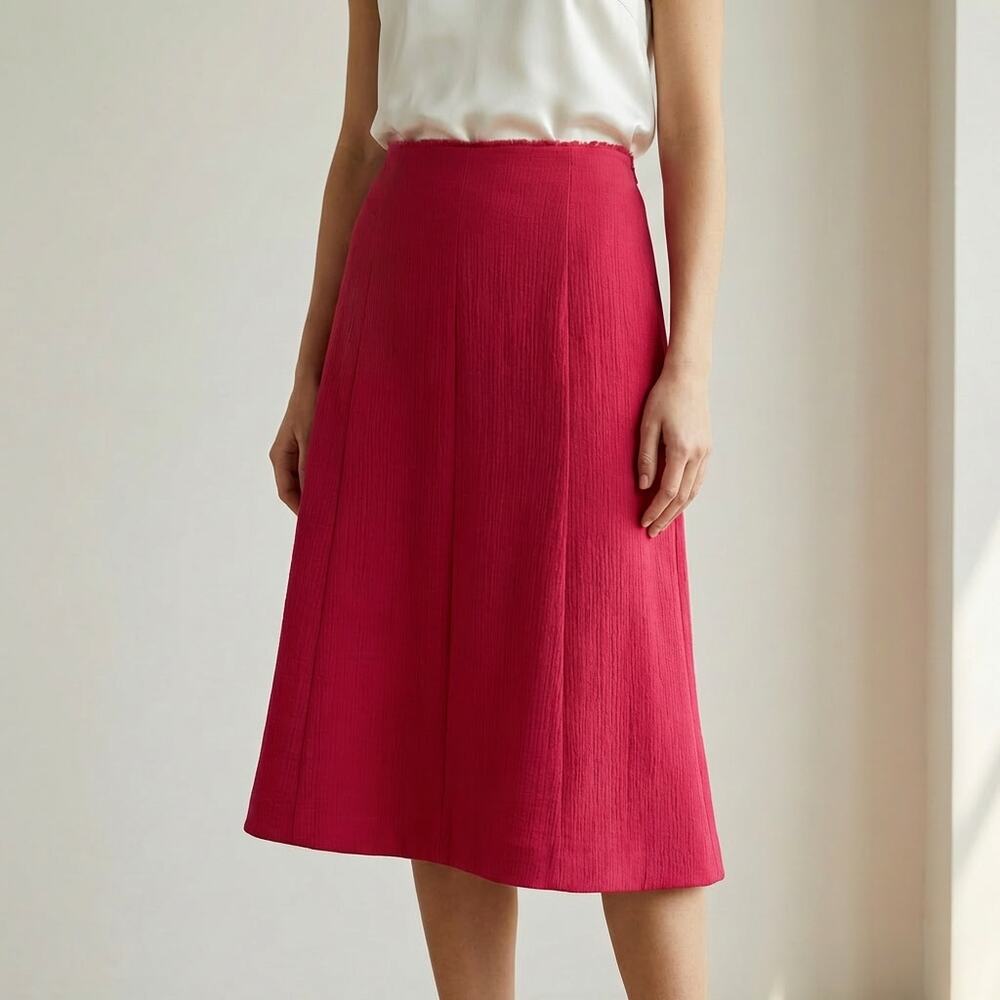 NWT MARNI Gonna Red Double Velvet Silk Blend A-line Midi Skirt, size IT40/US4